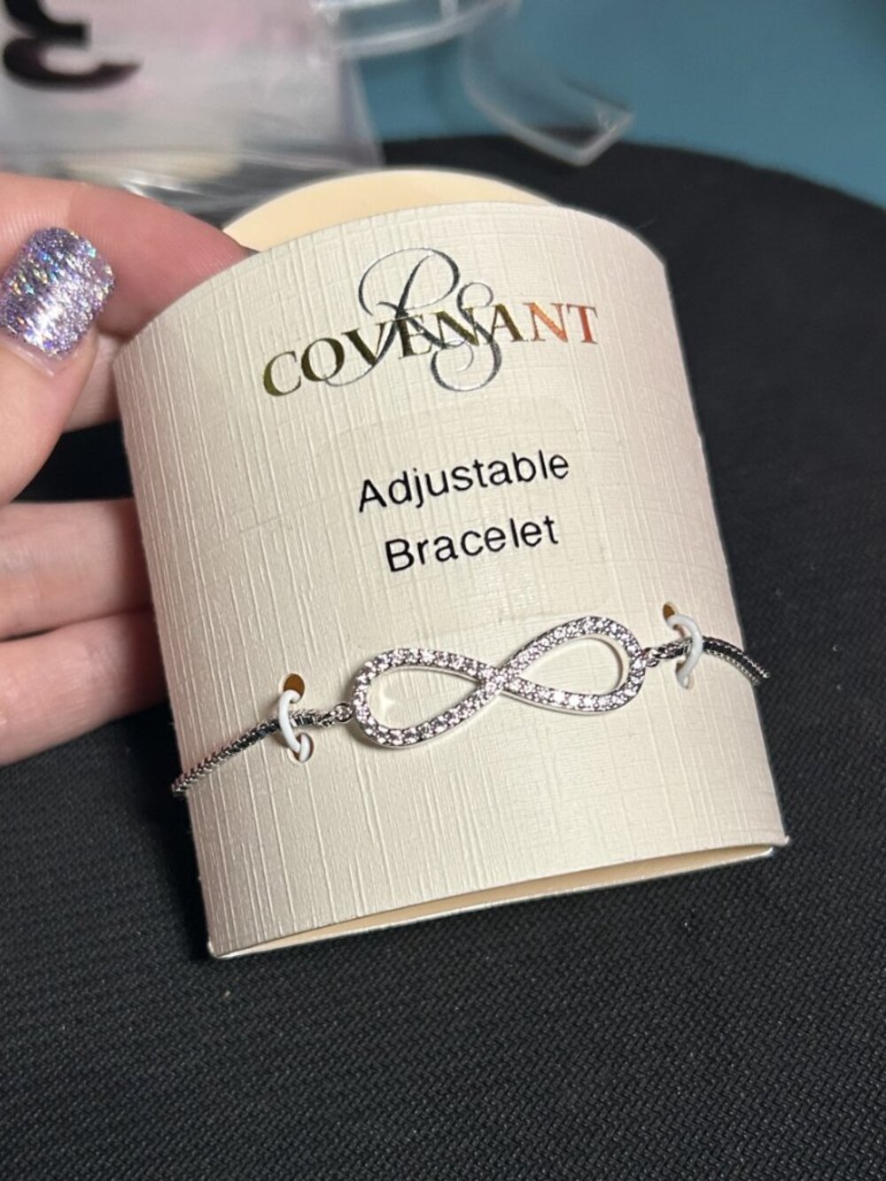 Covenant Silver Rhinestone Infinity Symbol Bolo Bracelet NWT